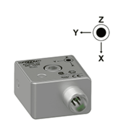 AC980-1D, Intrinsically Safe Triaxial Accelerometer, Side Exit 4 Pin Mini-MIL Connector, 100 mV/g, ±10%; 1/4-28 Captive Bolt;