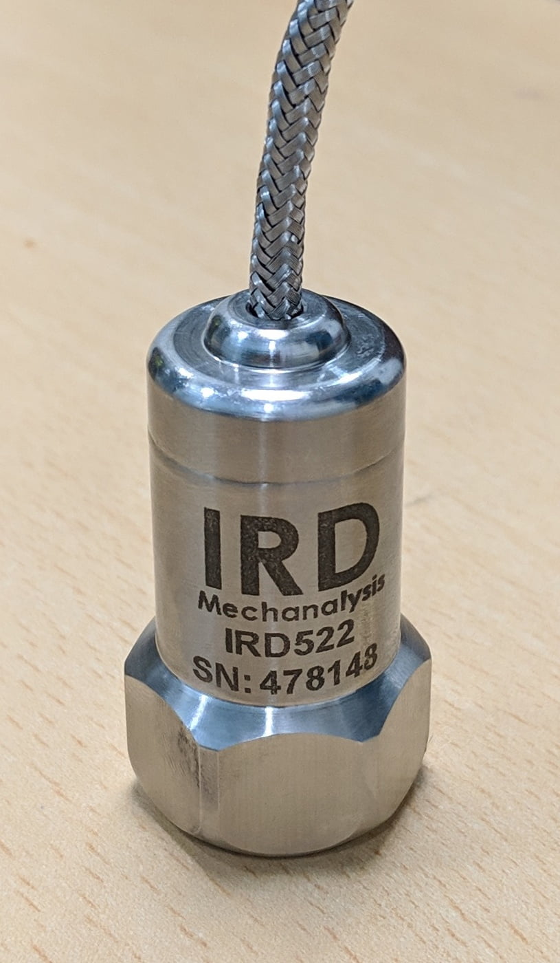 IRD522, Industrial Vibration Sensor, 100mV/g, SS316L, Braided 10m cable