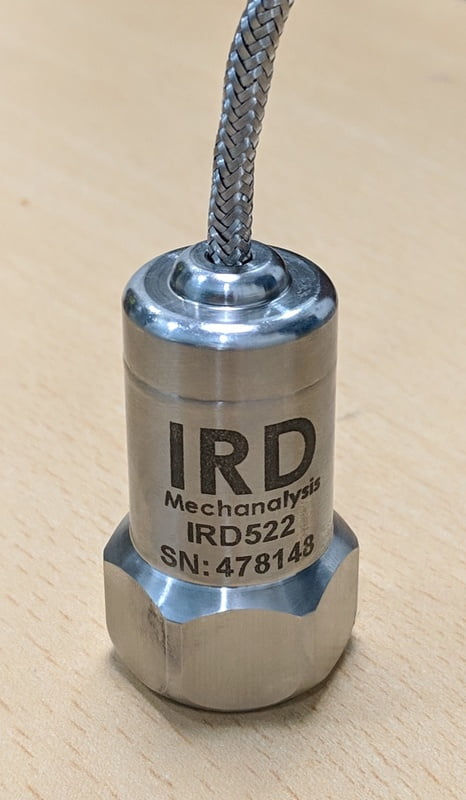 IRD522, Industrial Vibration Sensor, 100mV/g, SS316L, Braided 10m cable, M6 x 1mm male