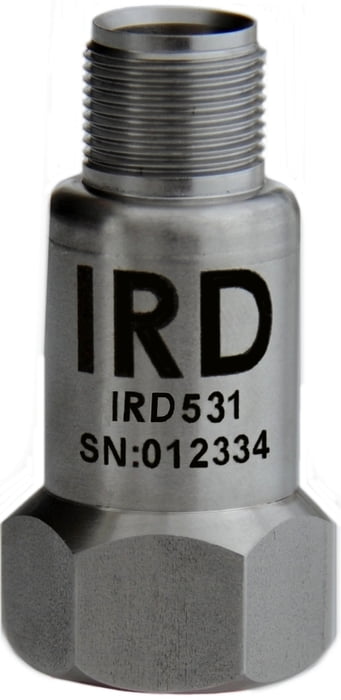 IRD531 - Industrial Vibration Sensor, 4mV/mm/s, 2 Pin MS, 1/4"-28UNF Female