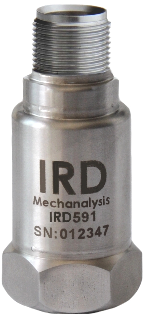 IRD591 - Loop Powered 4-20mA output, SS316L, 0-25 mm/s rms, 2 Pin MS, 1/4-28" UNF female