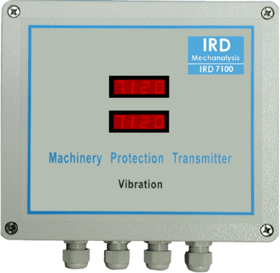 IRD7100 MPT, 2 Channel, Accelerometer input, Custom Range, Al Die Cast IP65, Digital Display, 230V