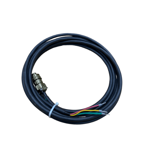 Cable Assembly, FRLS 6.5mm dia, 5m length, shielded, 2 Pin MIL connector at one end and spade lugs at other end Cable Assembly, FRLS 6.5mm dia, 5m length, shielded, 2 Pin MIL connector at one end and spade lugs at other end